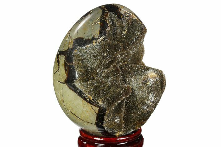 Septarian Dragon Egg Geode - Black Crystals #123025